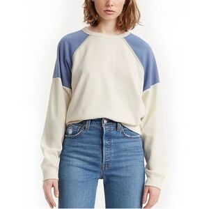 Levi's Women's Blue and Cream Colorblock Sweatshirt
